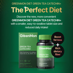 Close-up of GREENMON Green Tea Catechin+ tablets