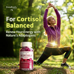 GreenPeople cortisol gummies laid out for viewing