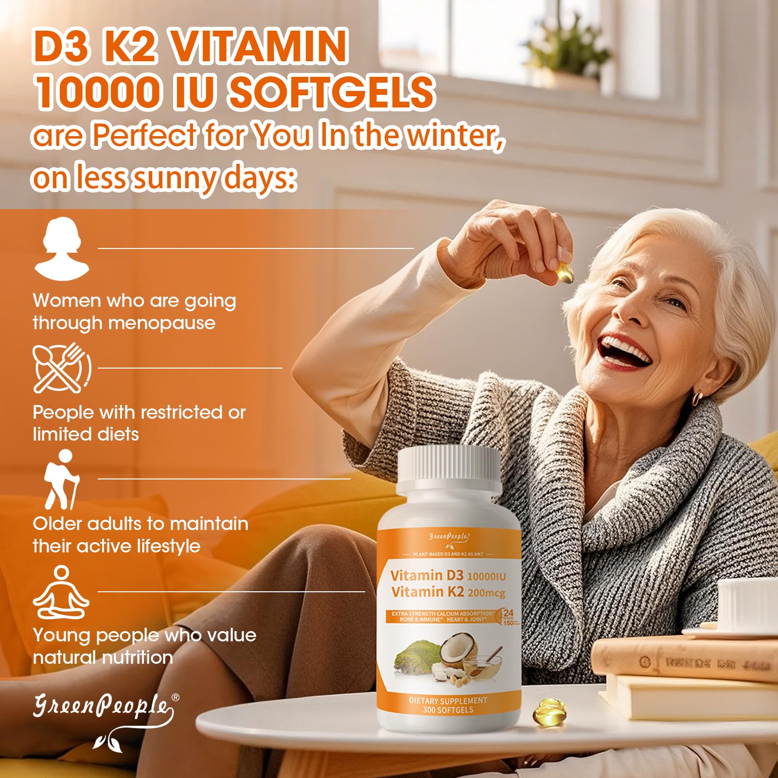 Illustration of MK-7, D3, and K2 ingredients