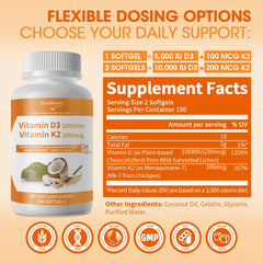 Close-up of vegan softgels showing D3 and K2 MK-7