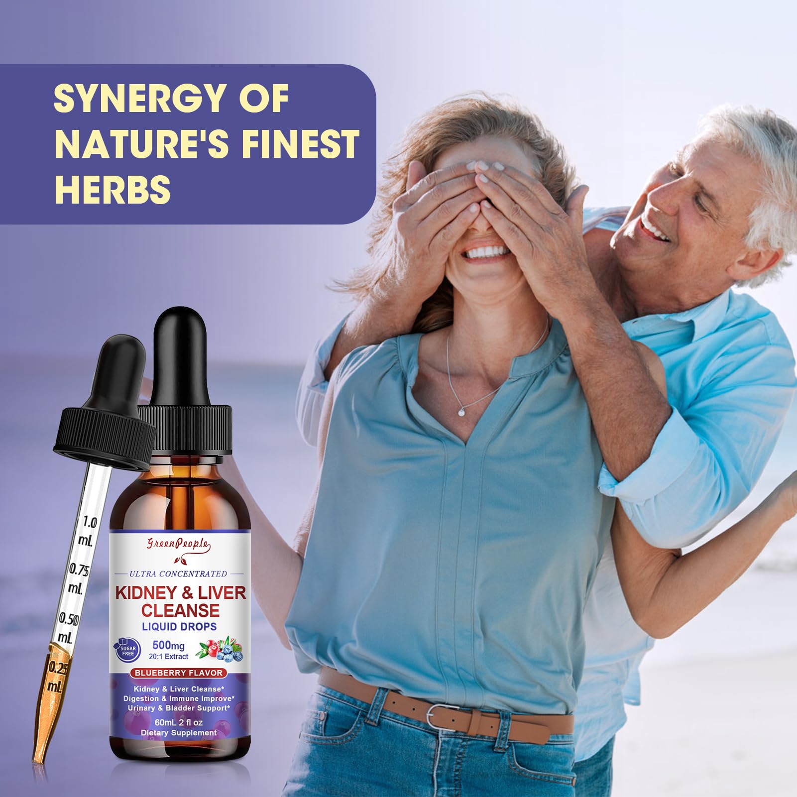 Blueberry-flavored packaging of the detox drops