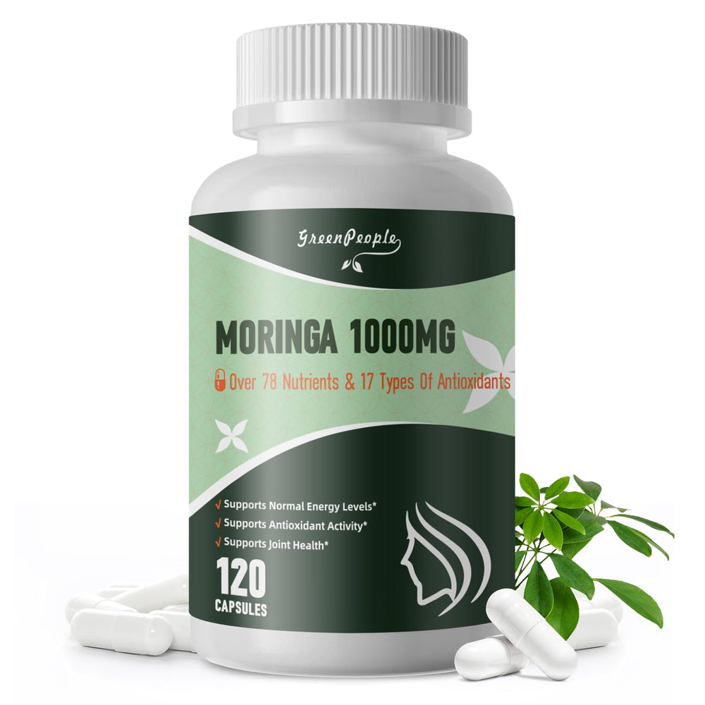 Bottle of GREENPEOPLE Liposome Moringa Capsules with 120 vegan capsules