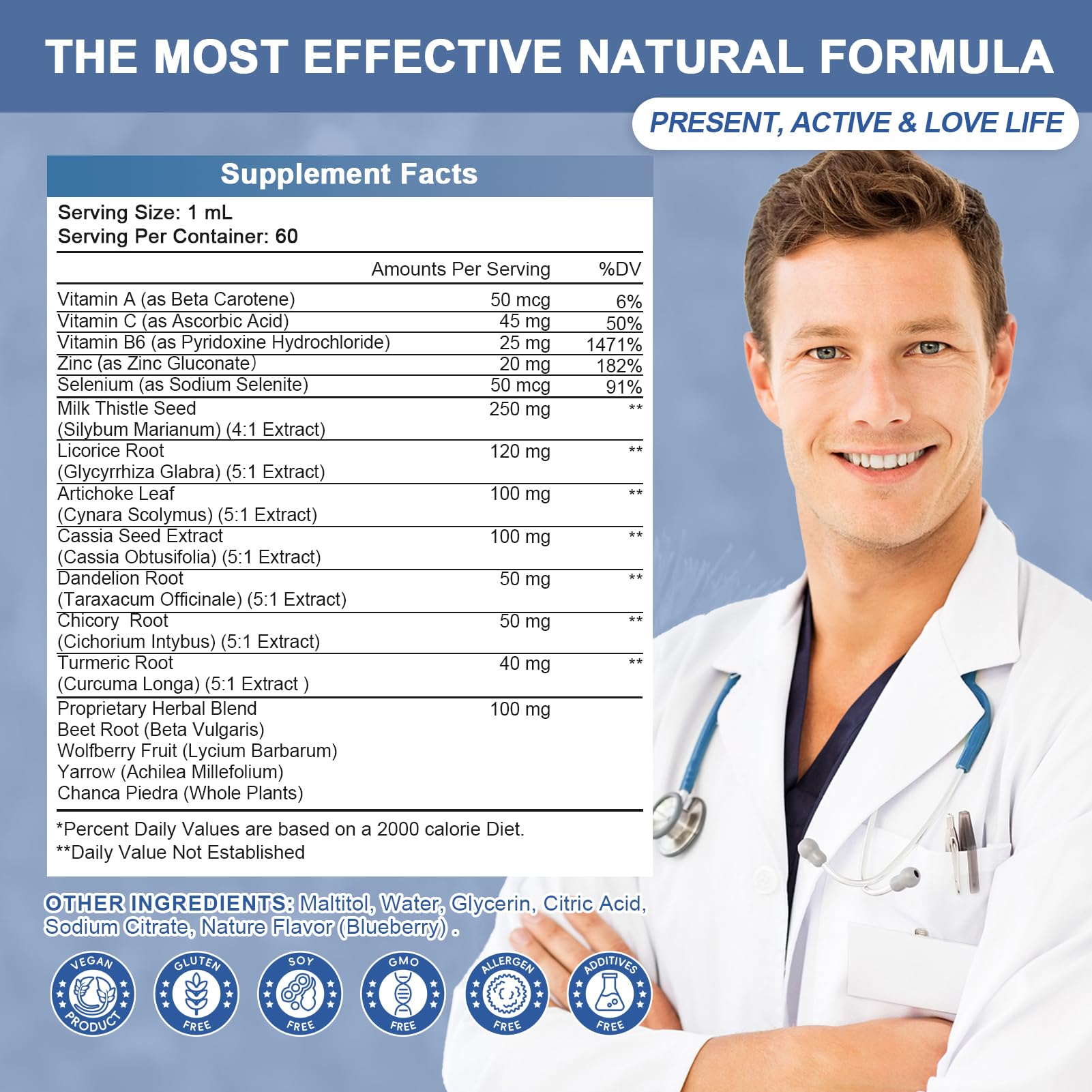 Usage and dosage information for daily intake