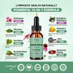Close-up of the product label highlighting 10-in-1 lymphatic cleanse