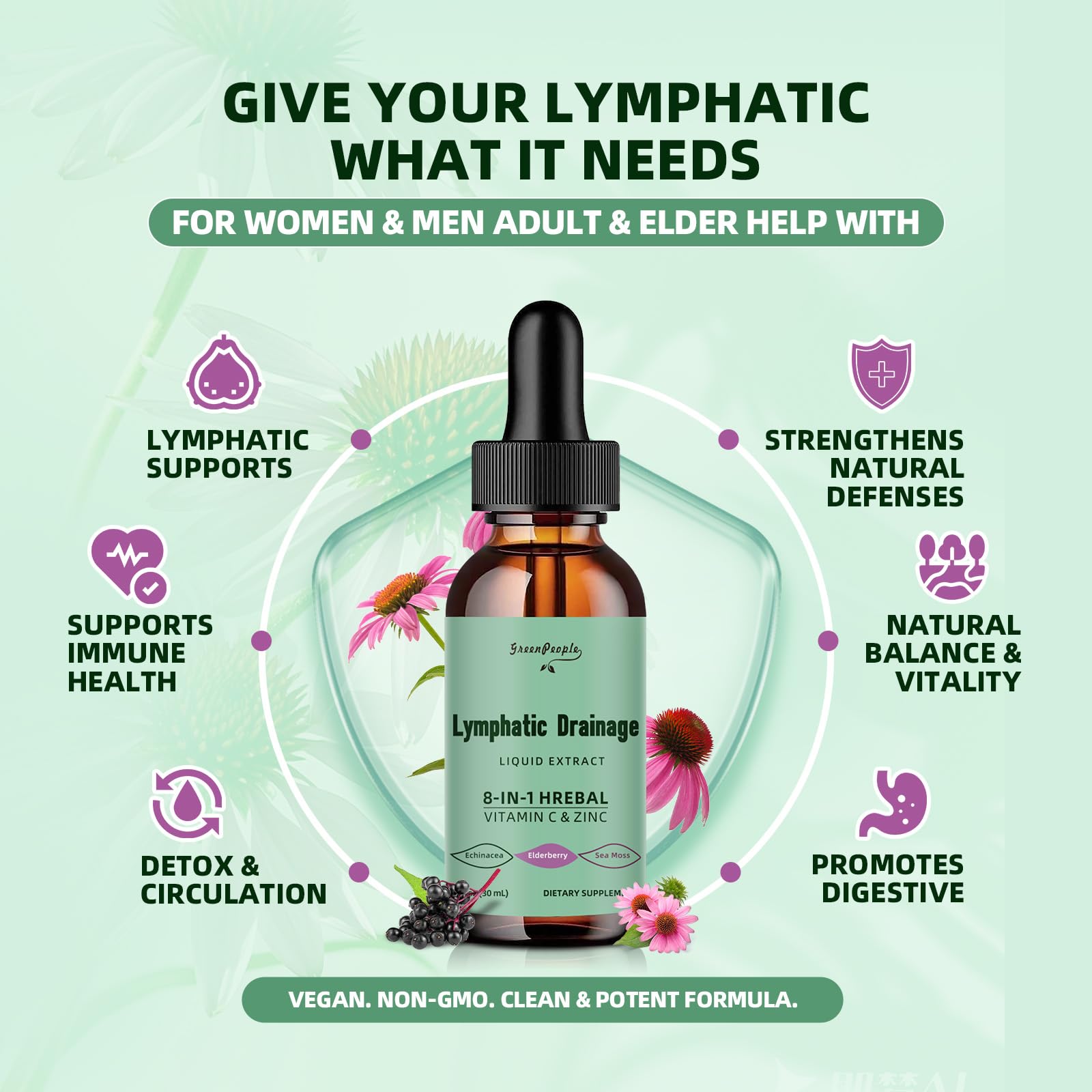 Two-pack of 1 fl oz GREENPEOPLE Lymphatic Drainage Drops
