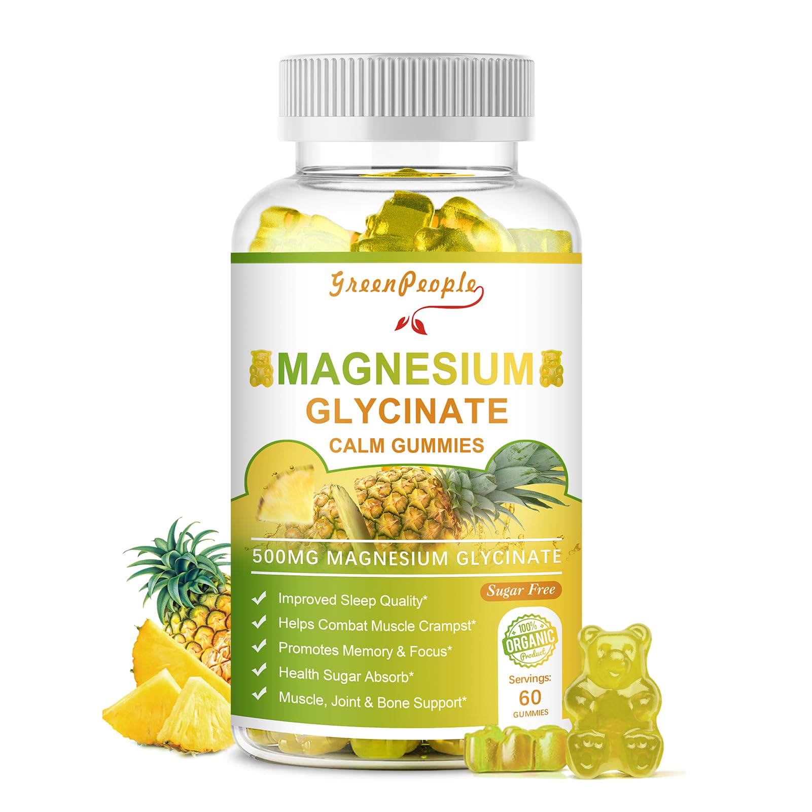 Ingredients overview for GREENPEOPLE Magnesium Glycinate Gummies blend