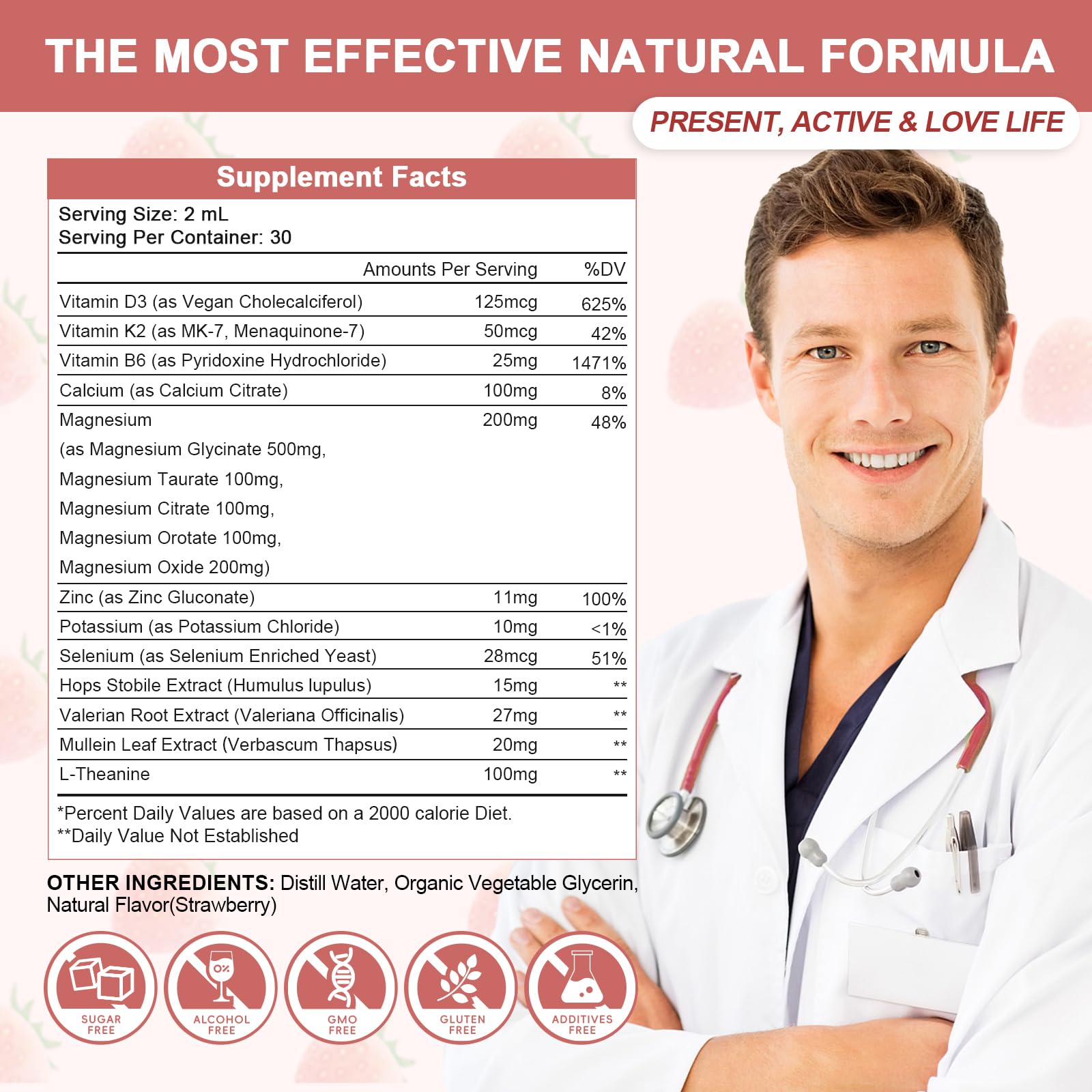 Dosing instruction showing 2 ml daily