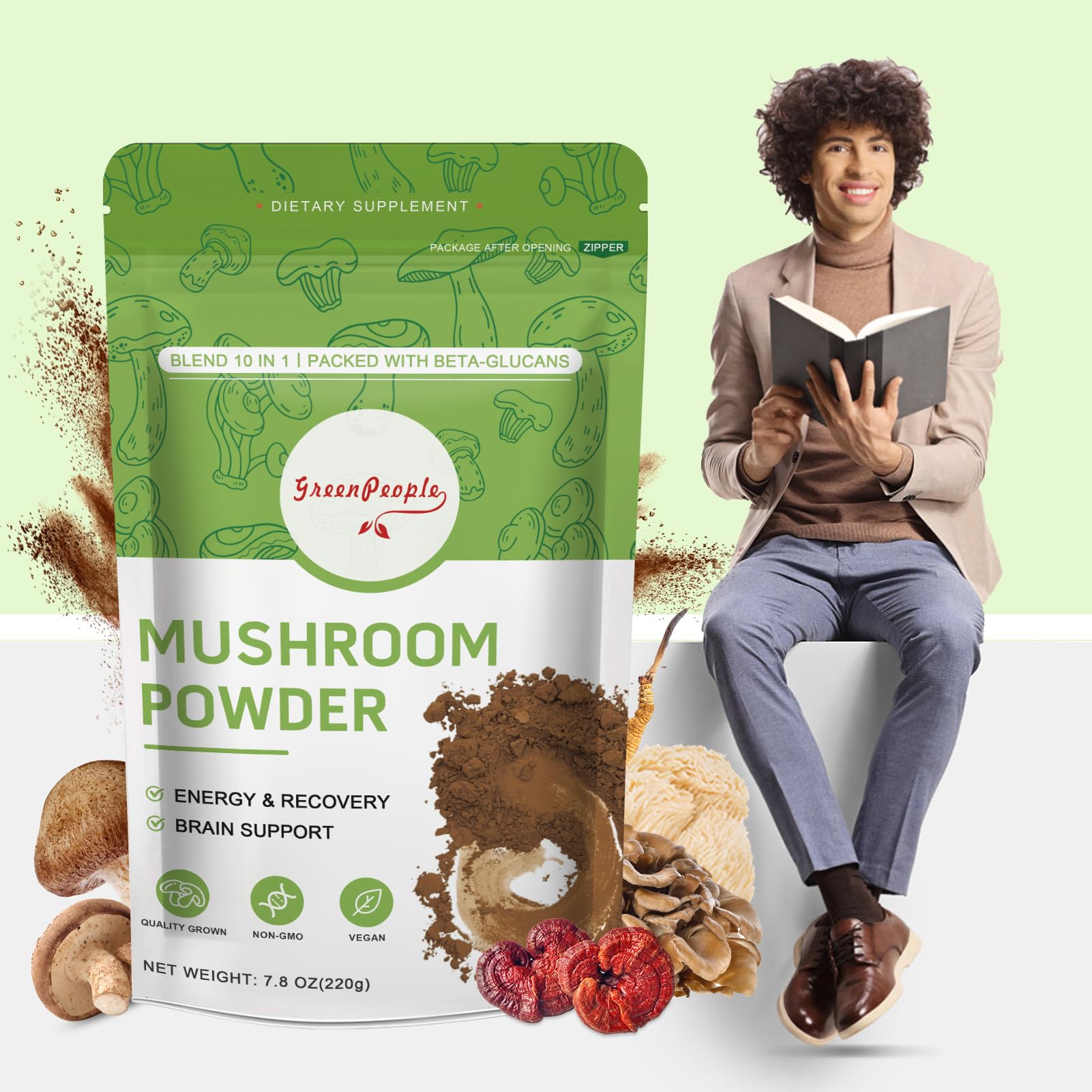 Serving suggestion: beverage with GreenPeople Mushroom Powder