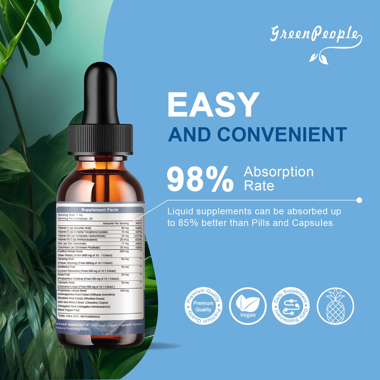 Liquid drops designed for fast absorption