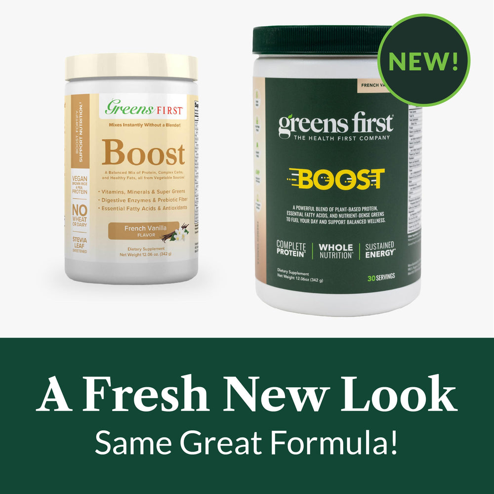 Greens First Boost balanced macronutrients with fiber and healthy fats