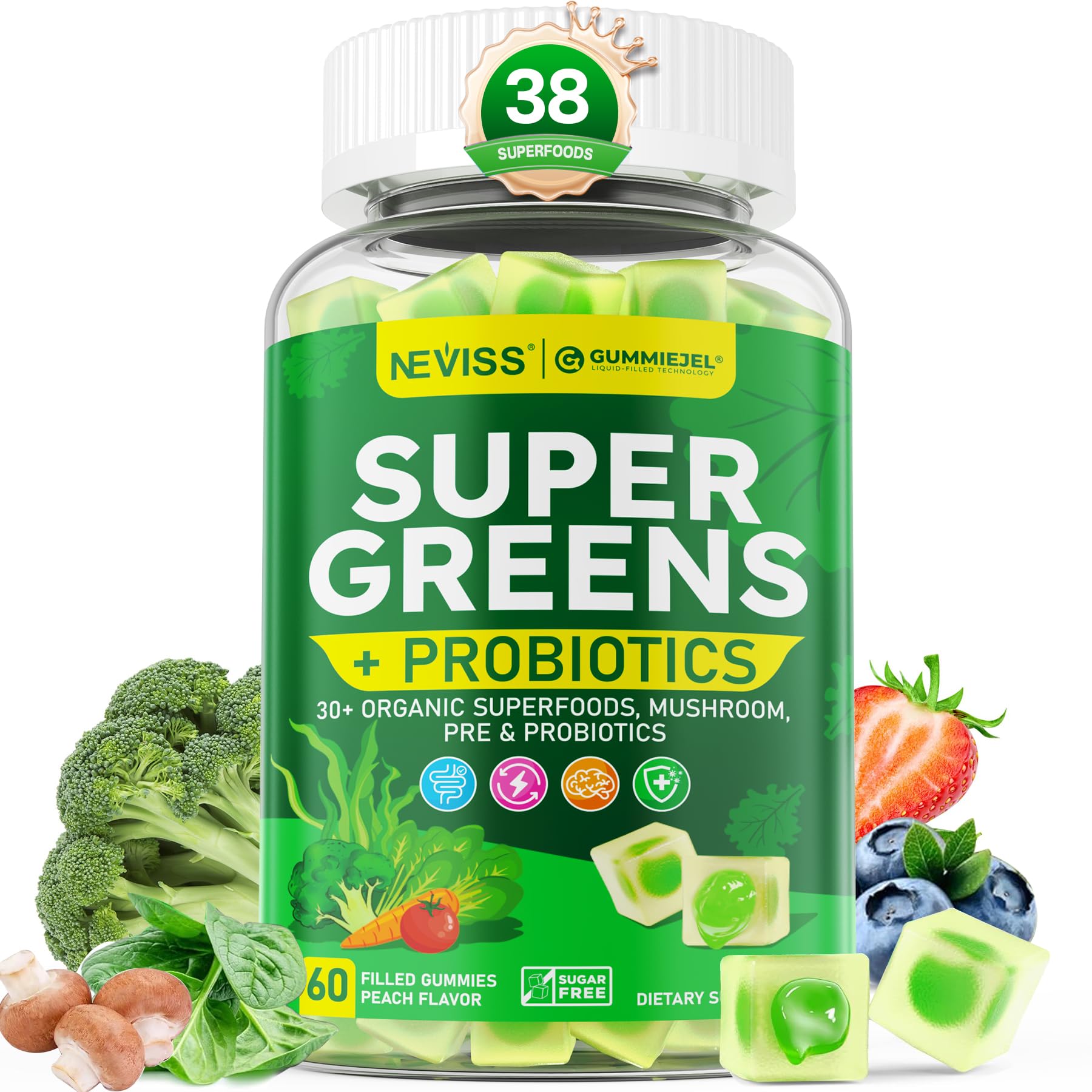 Organic Super Greens Daily Gummies bottle with 60 gummies