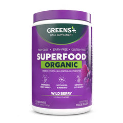 Greens+ Organic Wild Berry Superfood Powder bottle front view