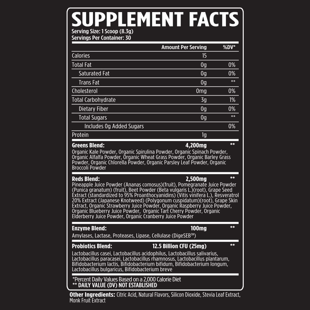DigeSEB digestive enzymes included with Greens + Reds