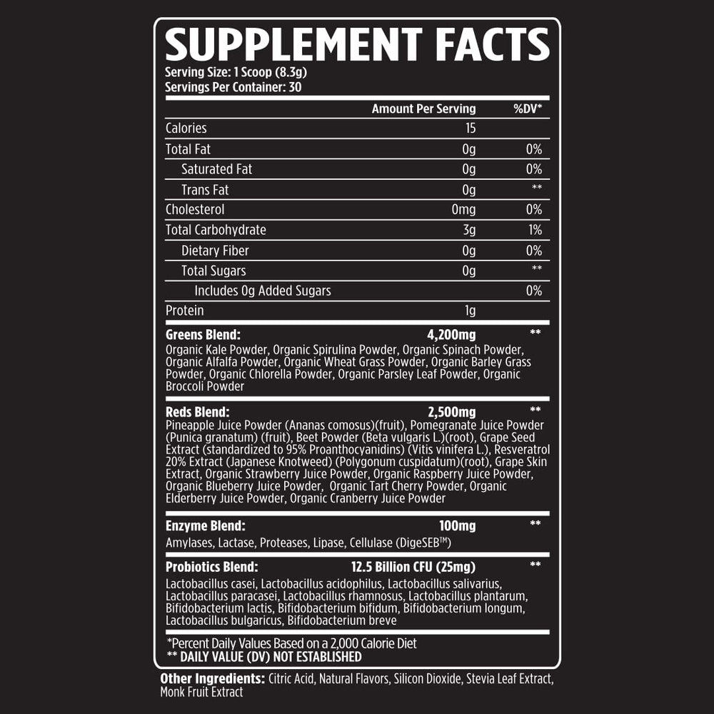 DigeSEB digestive enzymes included with Greens + Reds