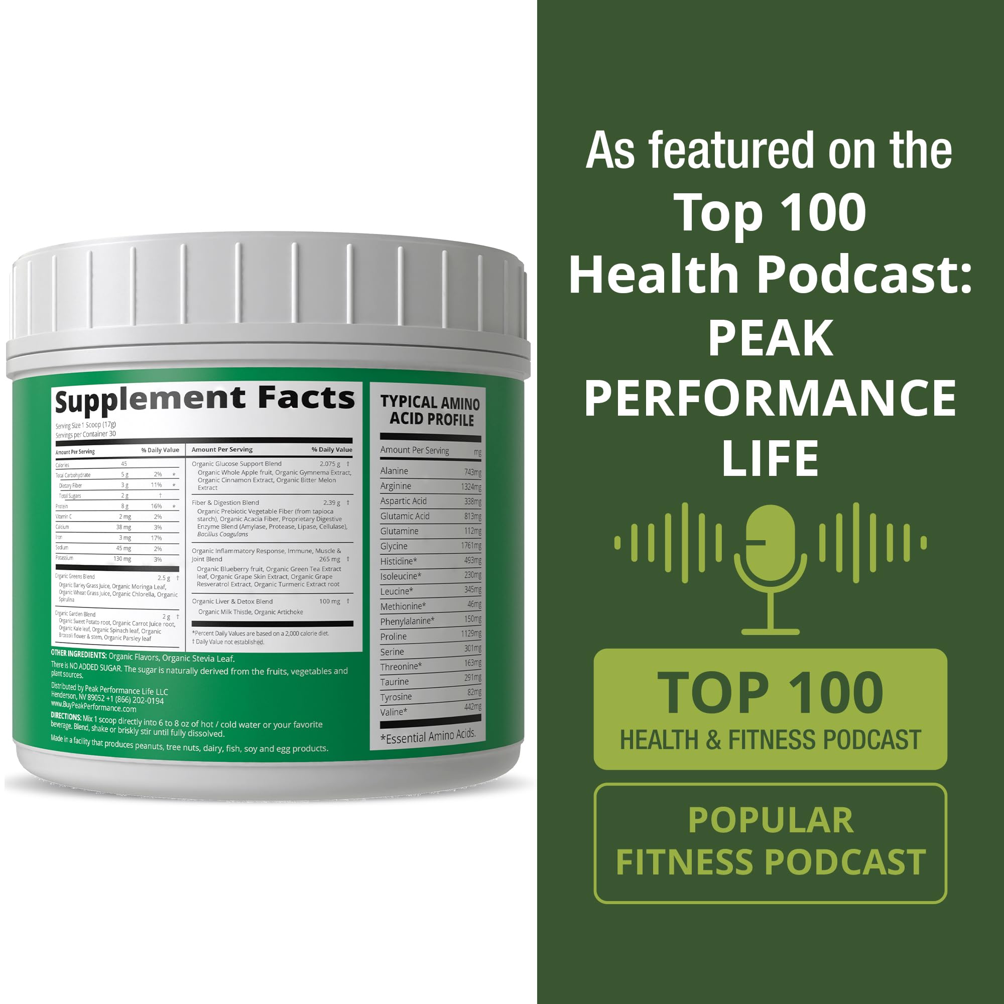 Nutrition and benefits panel for skin, hair, joints