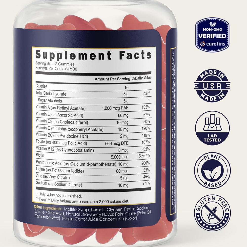 Nutrition facts and ingredients label on bottle