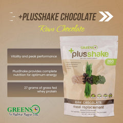 Greens+ PlusShake green superfood ingredients emphasize daily wellness with greens and vitamins.