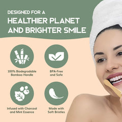 Close-up of soft bristles on Greenzla bamboo toothbrush