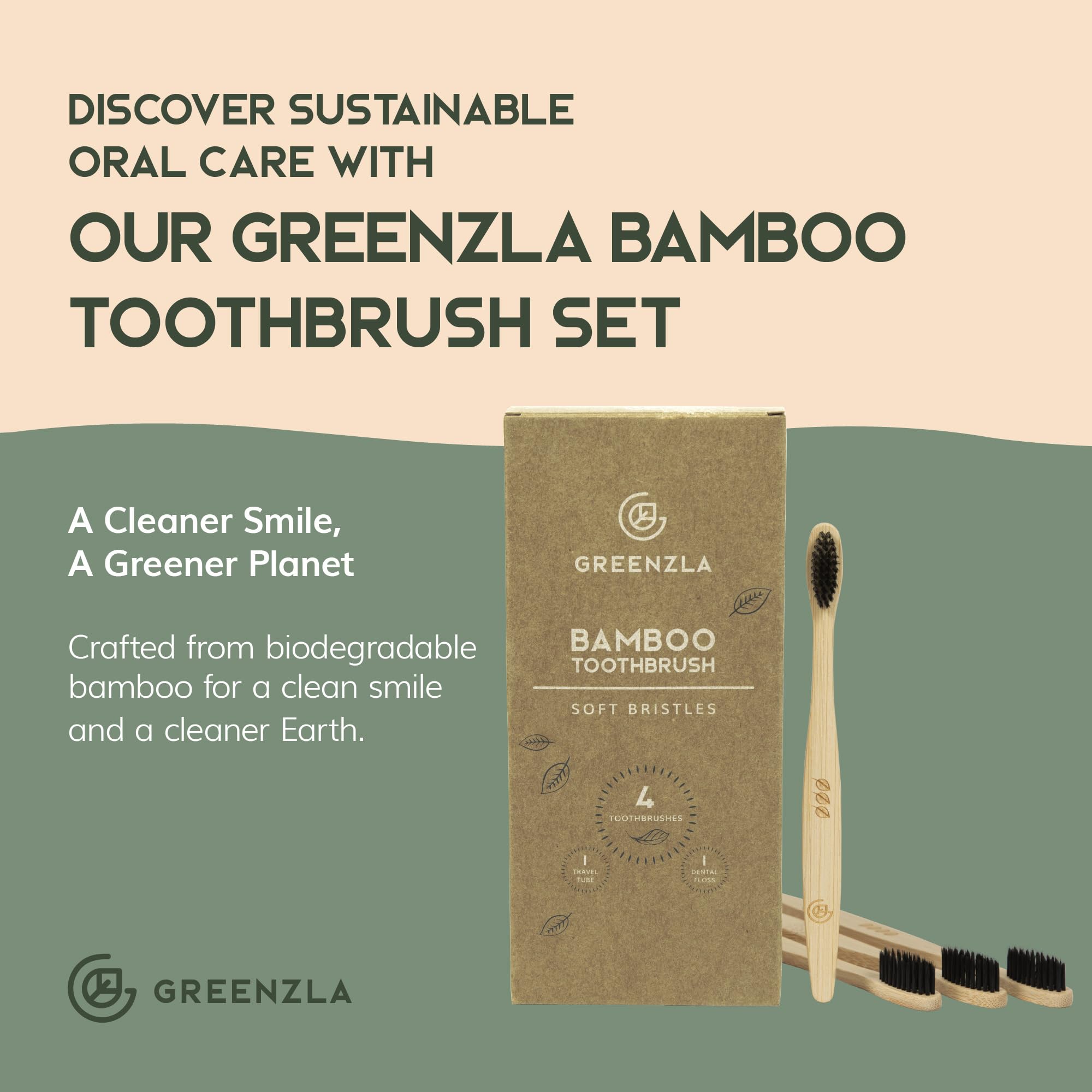 Sustainable packaging for Greenzla bamboo toothbrushes