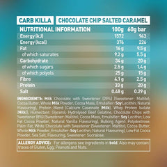 Grenade Carb Killa chocolate chip salted caramel bar back-pack highlights protein and low-carb profile.