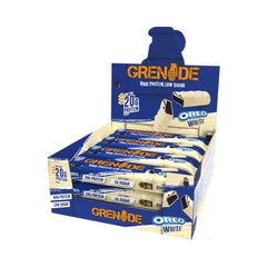 Grenade Oreo White High Protein Bar - front view with Oreo pieces