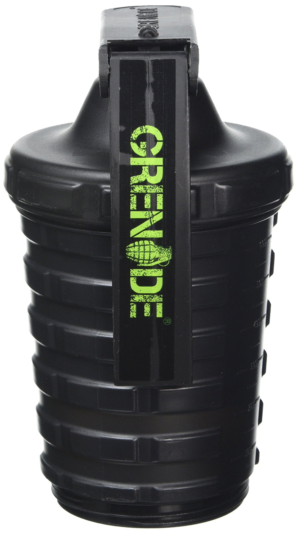 Grenade Shaker Bottle storage-compartment interior holds powder and capsules for workouts.