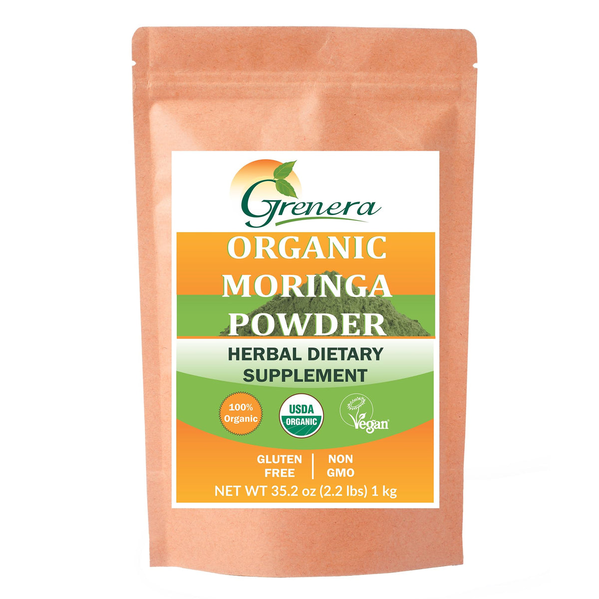 Grenera Organic Moringa Powder packaging 2 lb