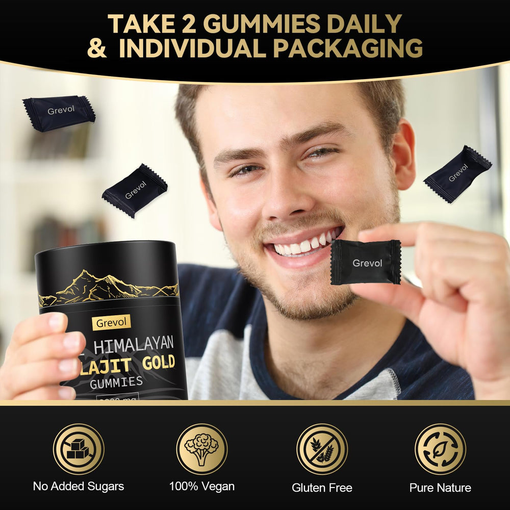 Individually wrapped Shilajit Gummies for travel and on-the-go use