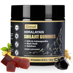 Grevol Himalayan Shilajit Gummies with Ashwagandha - front bottle view