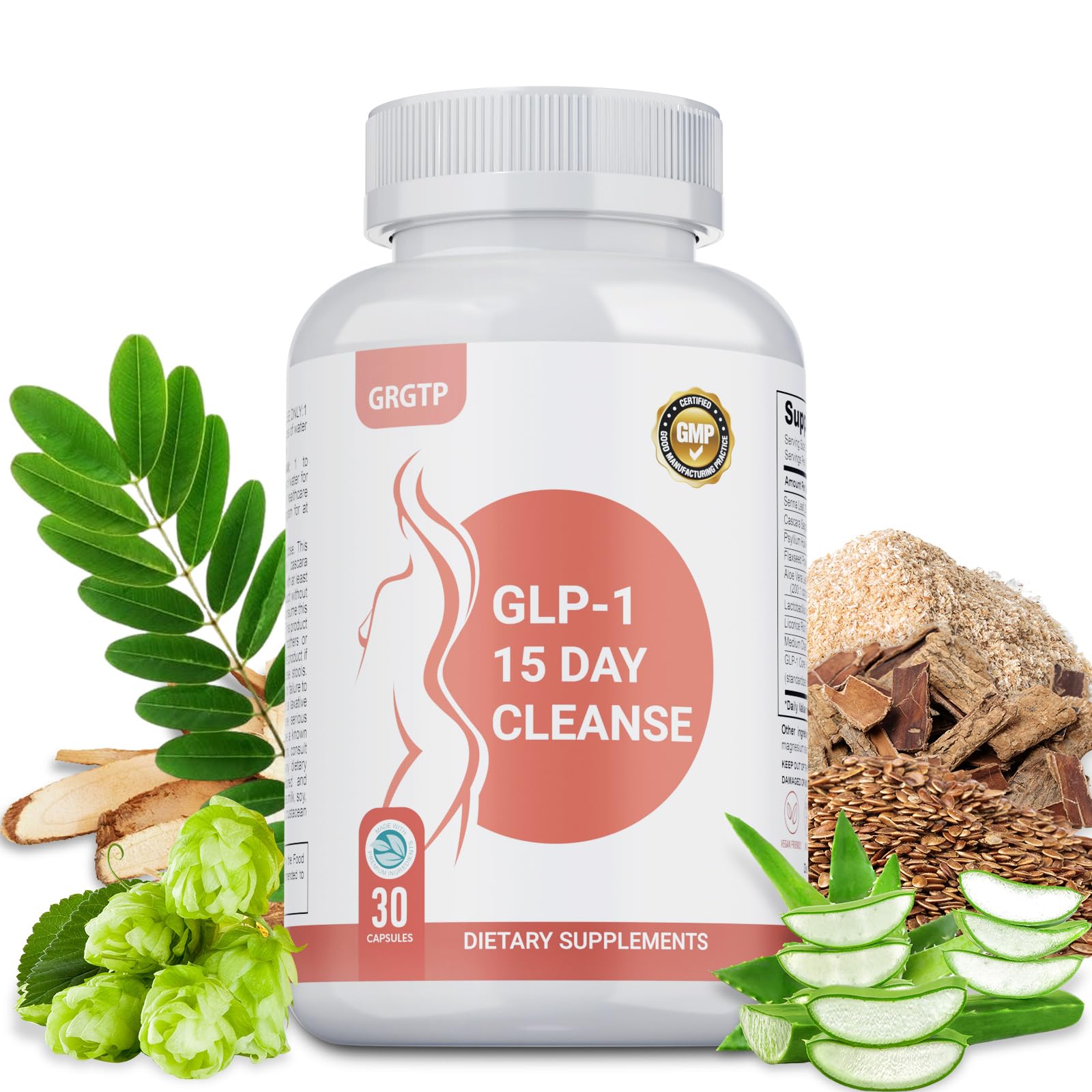 GRGTP GLP-1 Natural Cleanse senna bottle for gentle cleanse support and digestive balance