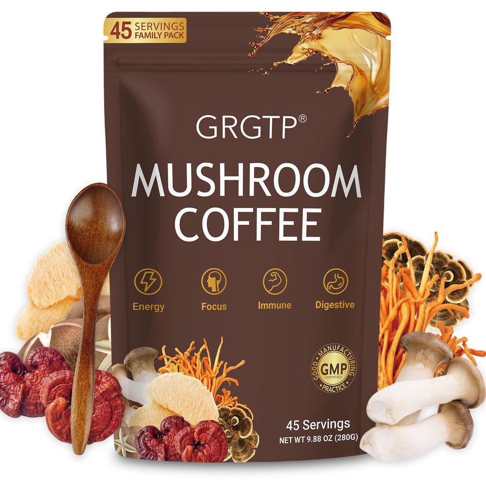 GRGTP Mushroom Coffee bag with scoop and powder