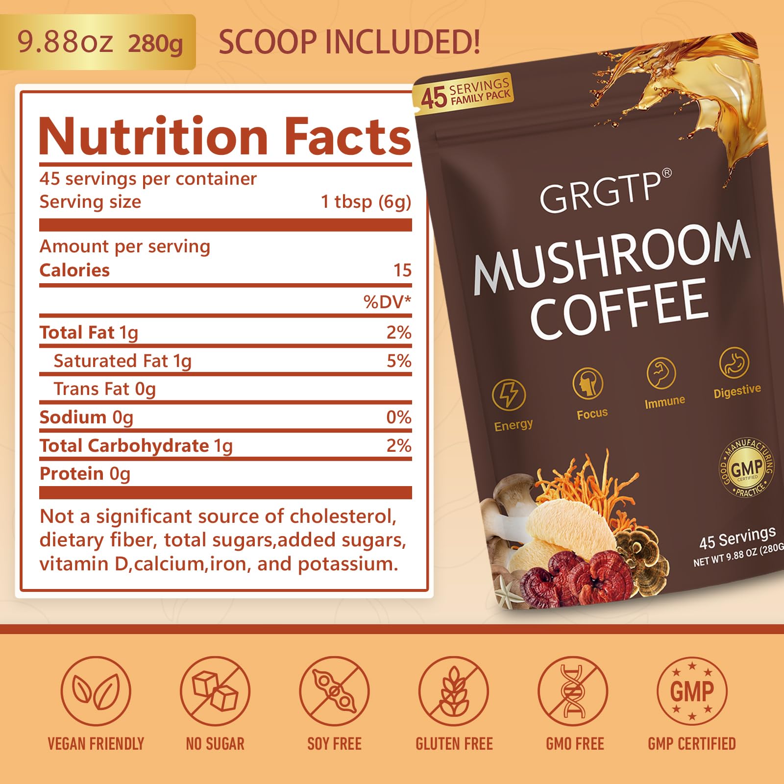 Serving suggestion with cup of GRGTP Mushroom Coffee