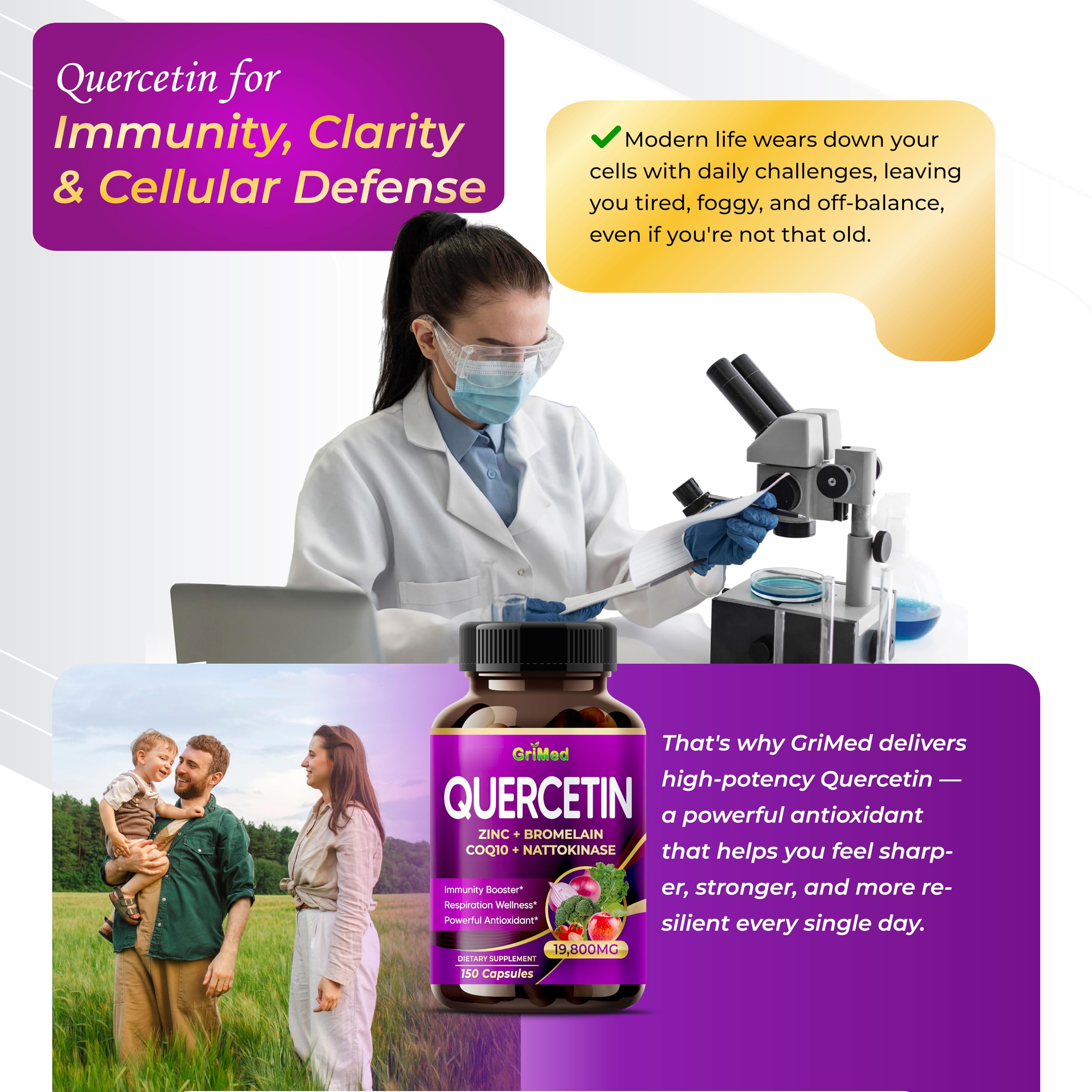 Bottle of GriMed Quercetin with 150 capsules