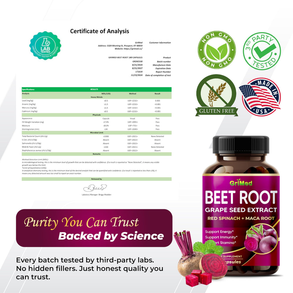 Vitamin D3, Beet Root, Grape Seed and other ingredients list