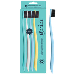 Grin charcoal-infused toothbrush soft 4-count packaging