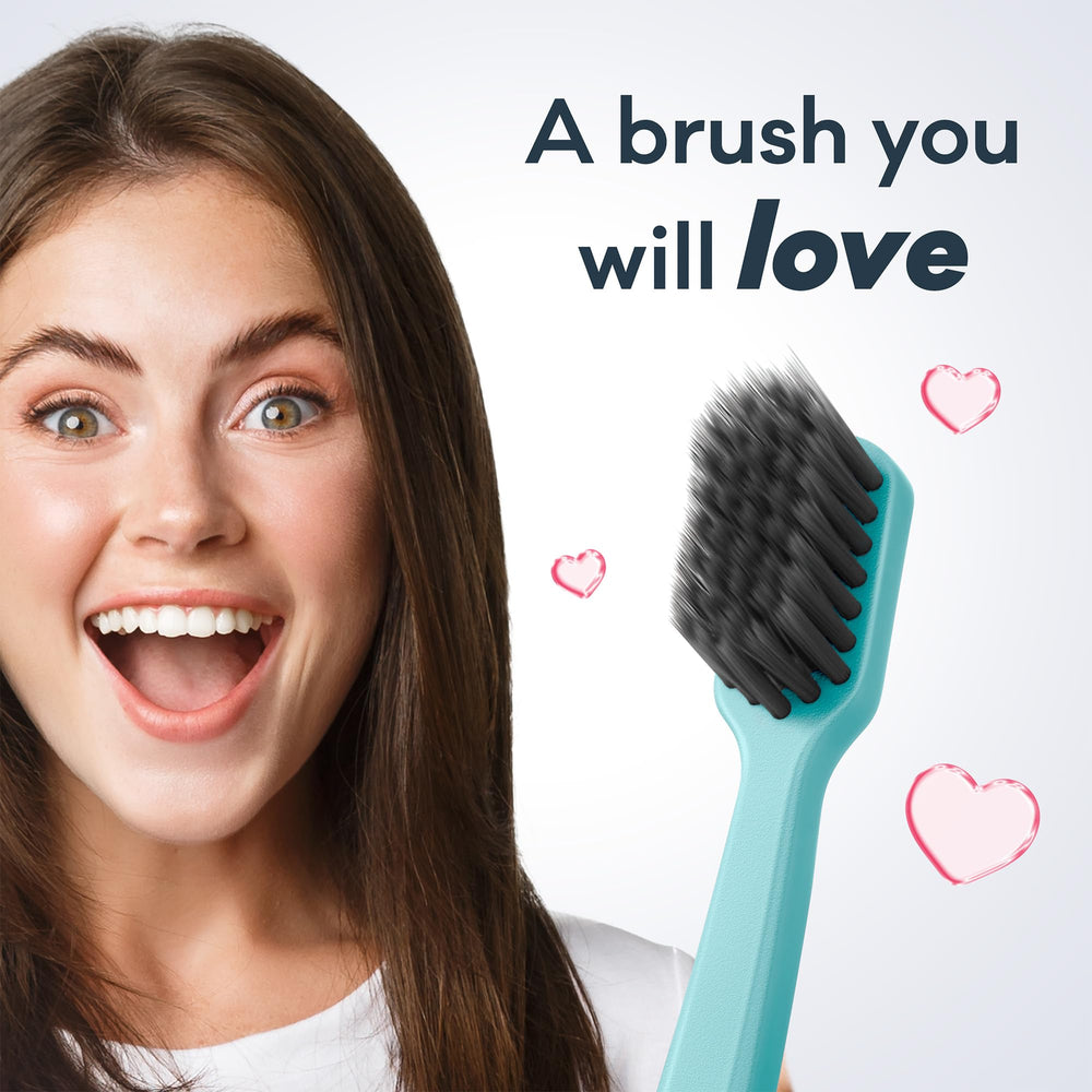 Grin Charcoal-Infused Medium Toothbrush – Purple handle detail