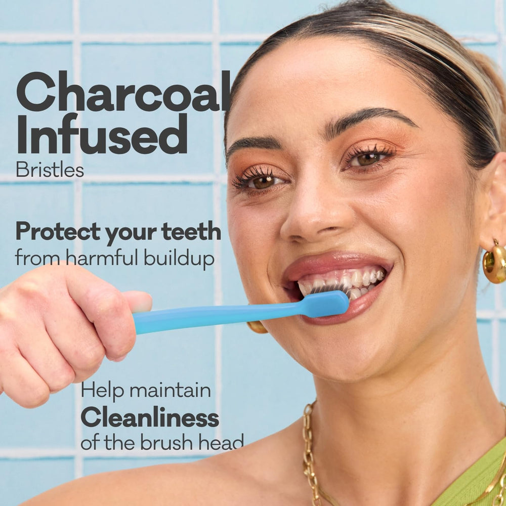 Grin Charcoal-Infused Soft Toothbrush – Summer Beach handle detail