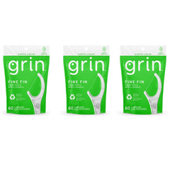 GRIN dental floss 3-pack, fine floss for tight teeth
