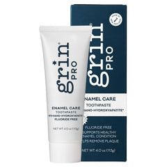 Front view of Grin Pro Enamel Care Nano-Hydroxyapatite toothpaste bottle 4 oz
