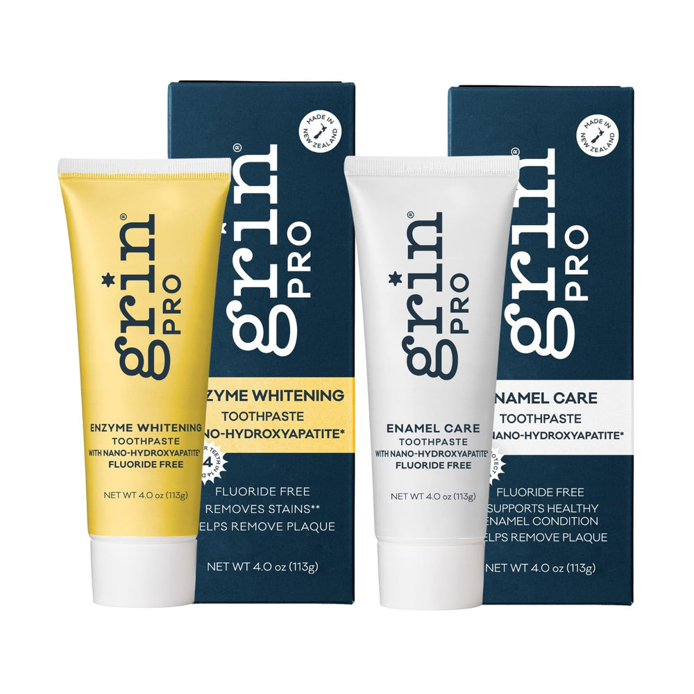 Grin Pro Enzyme Whitening Toothpaste tube on white background
