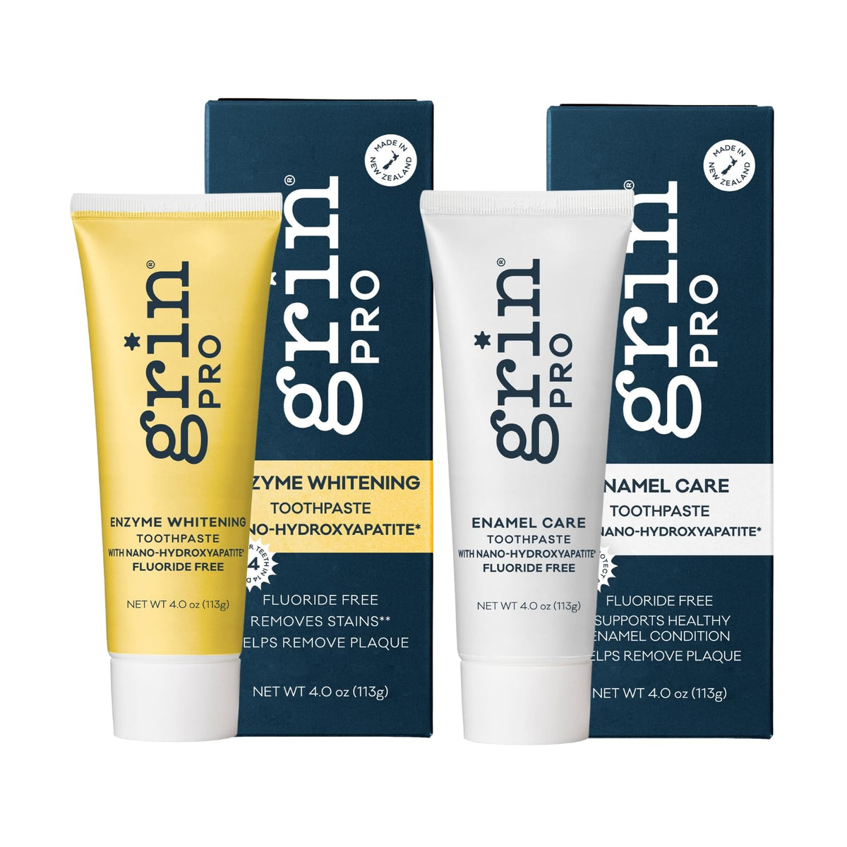 Grin Pro Enzyme Whitening Toothpaste tube on white background