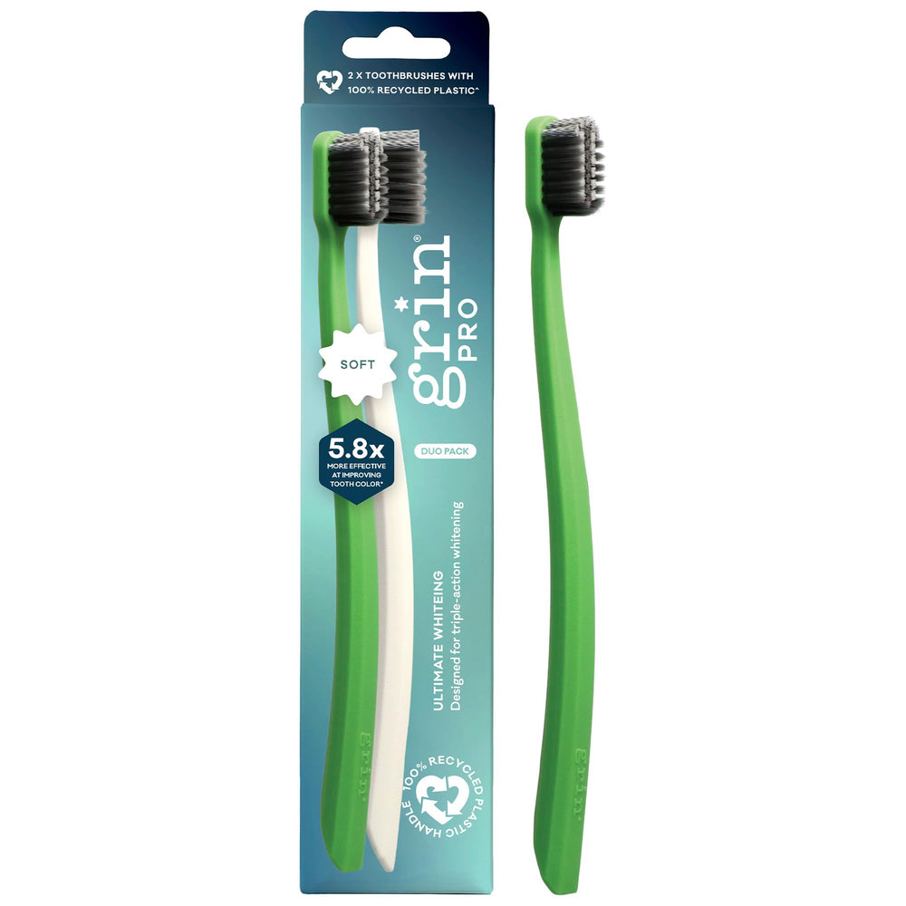 Grin Pro Ultimate Whitening Toothbrush soft 2-count package