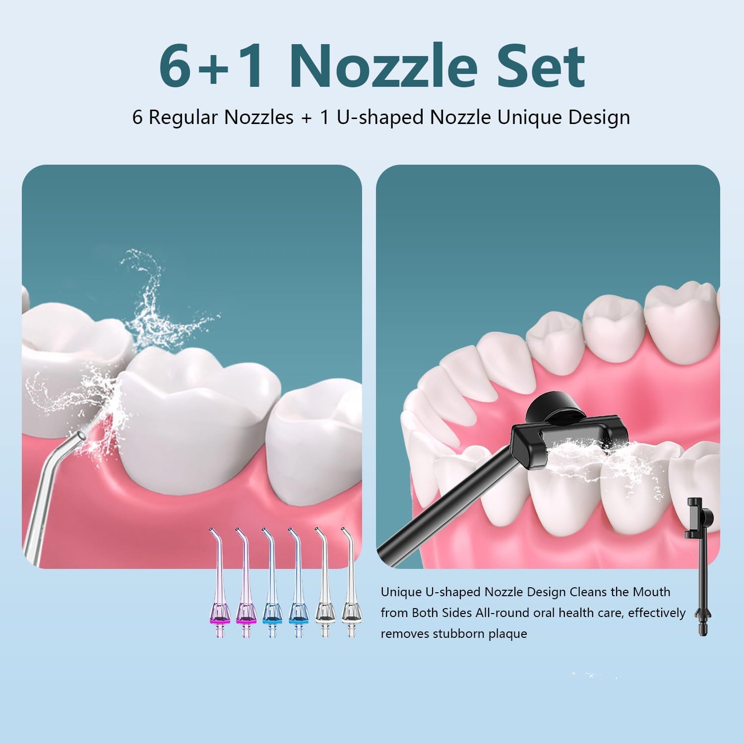 Grinest water flosser side view with rotating nozzle
