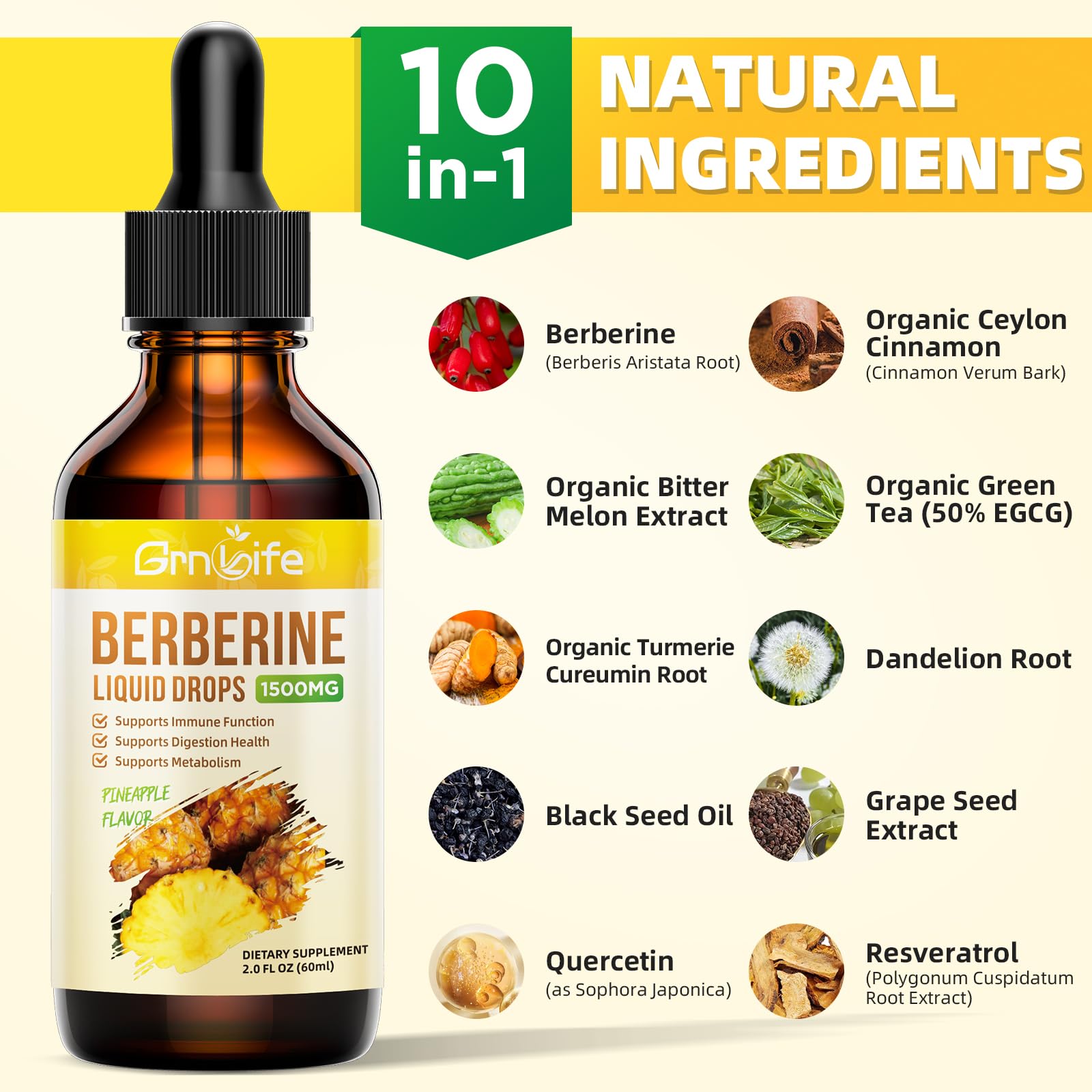 Close-up of Berberine 1500mg bottle label