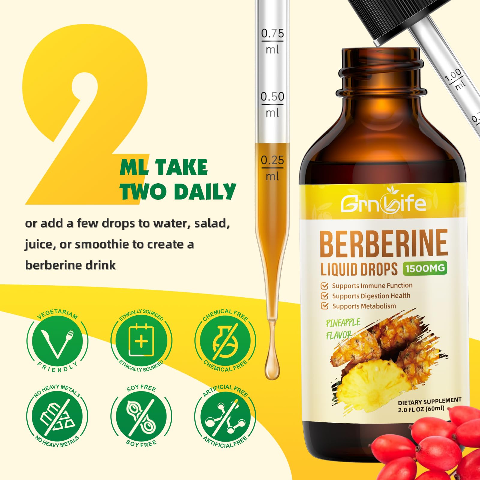 2 oz bottle with Pineapple flavor label