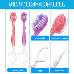 Compact travel-friendly toothbrush with built-in tongue scraper