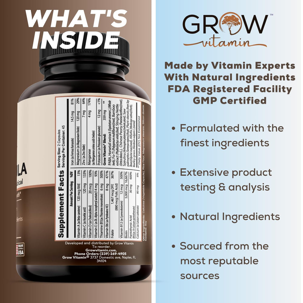Hair, skin and nails support with Grow Vitamin