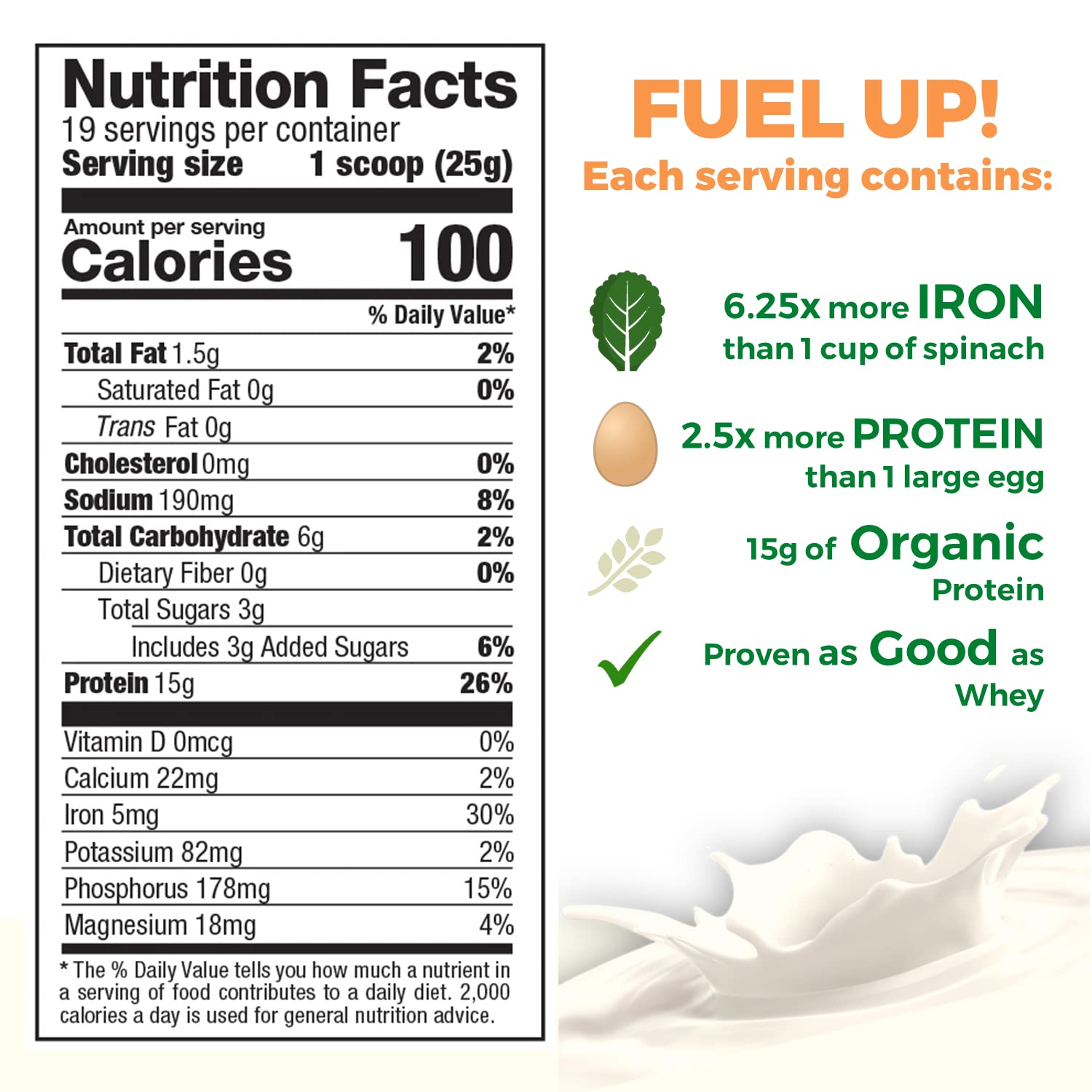 Growing Naturals pea protein powder scoop highlights convenient protein boost after workouts