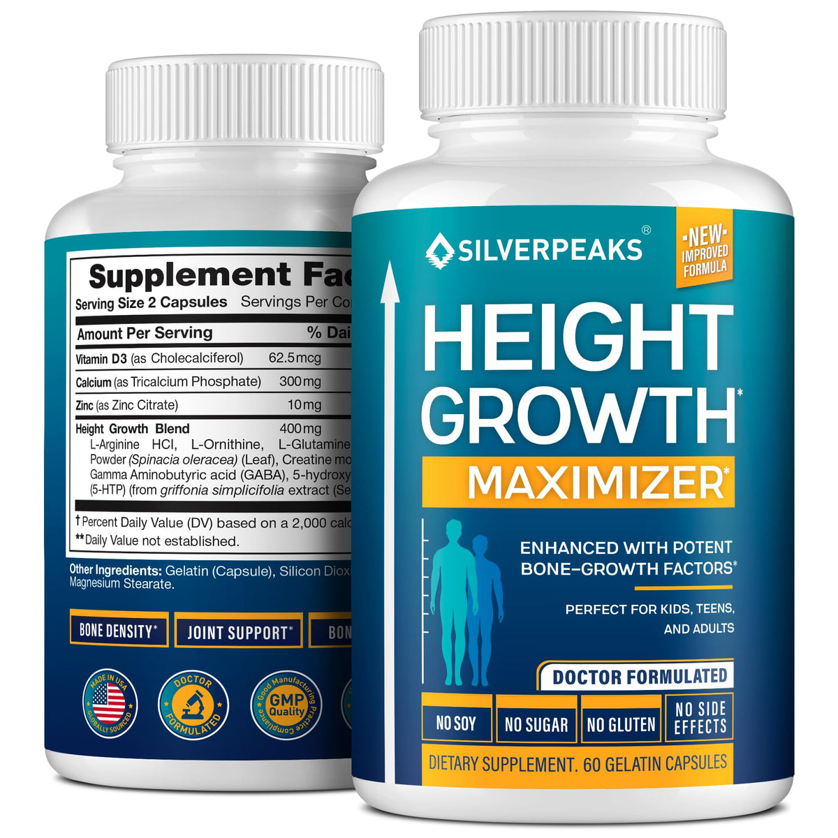 Growth Capsules taller bone-strength formula with calcium, USA made