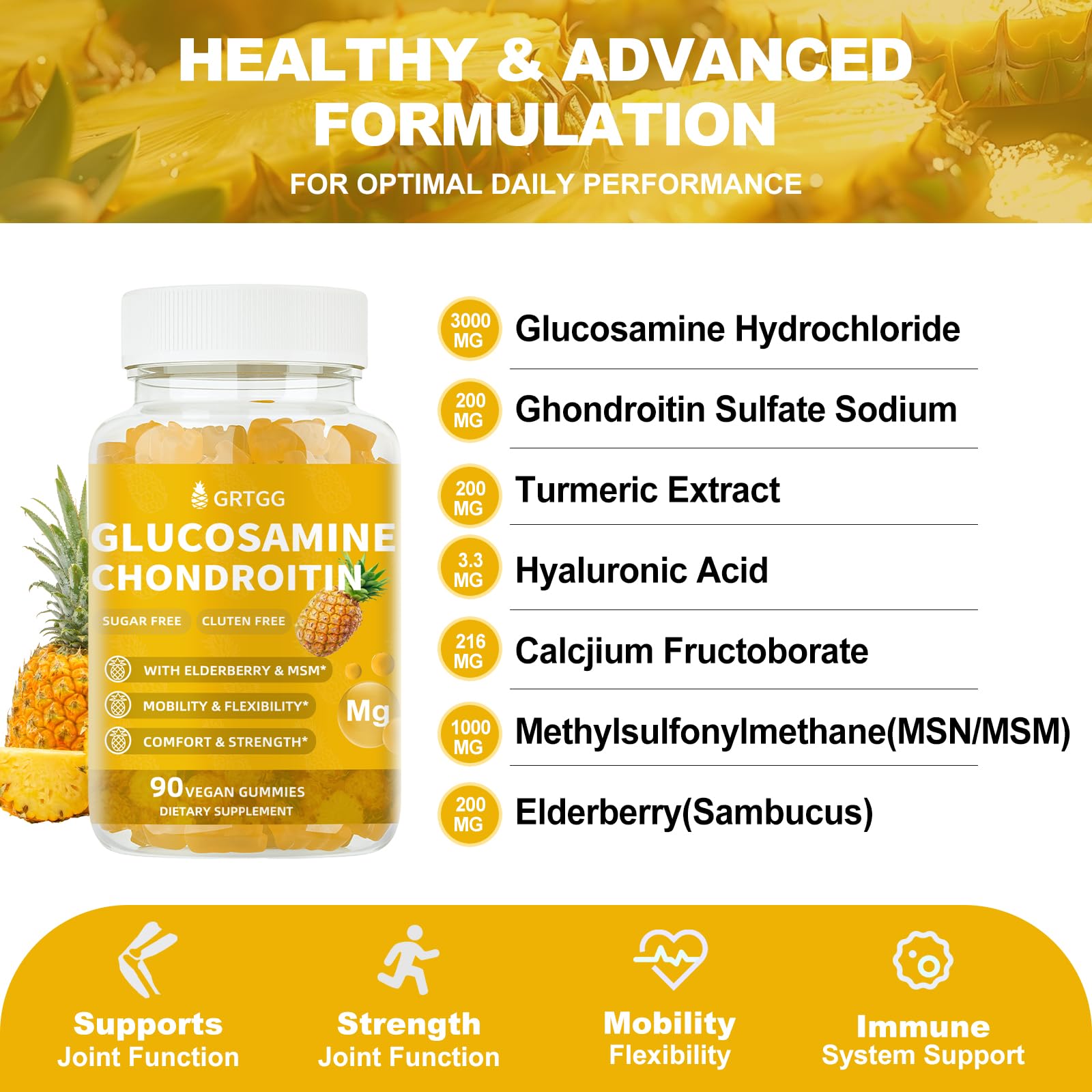 Back label showing supplement facts on GRTGG gummies